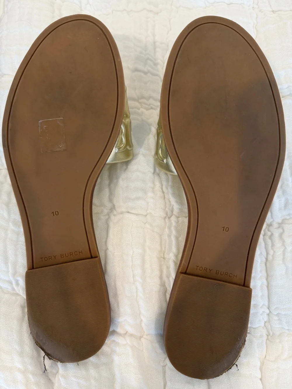 Tory Burch Metallic Gold Logo Slide Sandals - Gold - Picture 4 of 4